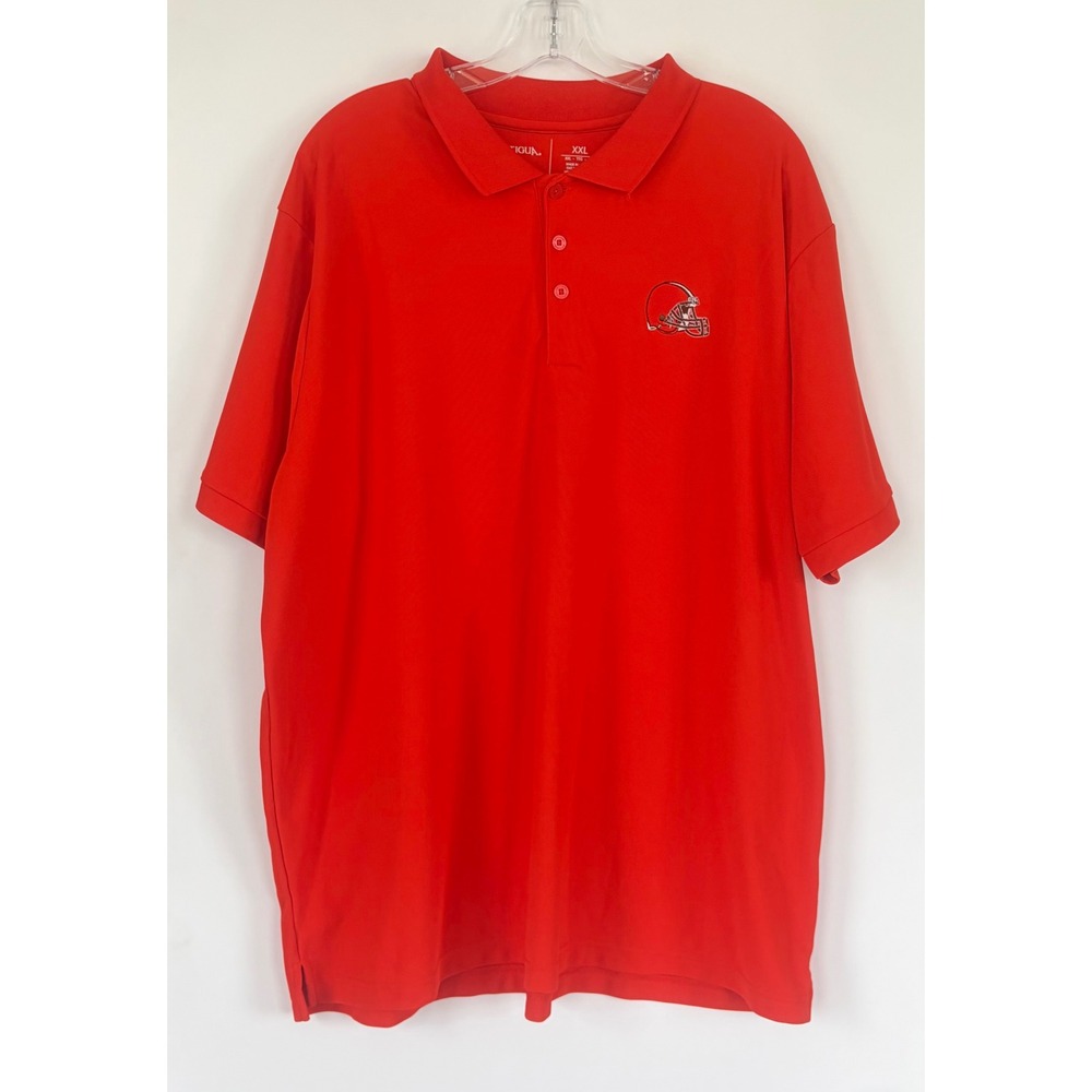 Antigua Cleveland Browns Polo Shirt Mens XXL Orange Short Sleeve NFL Football
